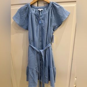 Blu Pepper NWT button down mini dress light blue, size medium